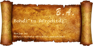 Boháts Afrodité névjegykártya